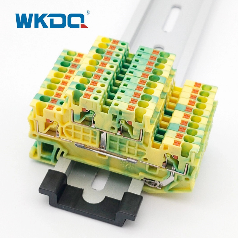 2 Επίπεδο Push In Din Rail PE Ground Terminal Block JPTTB 1.5 PA66 V0