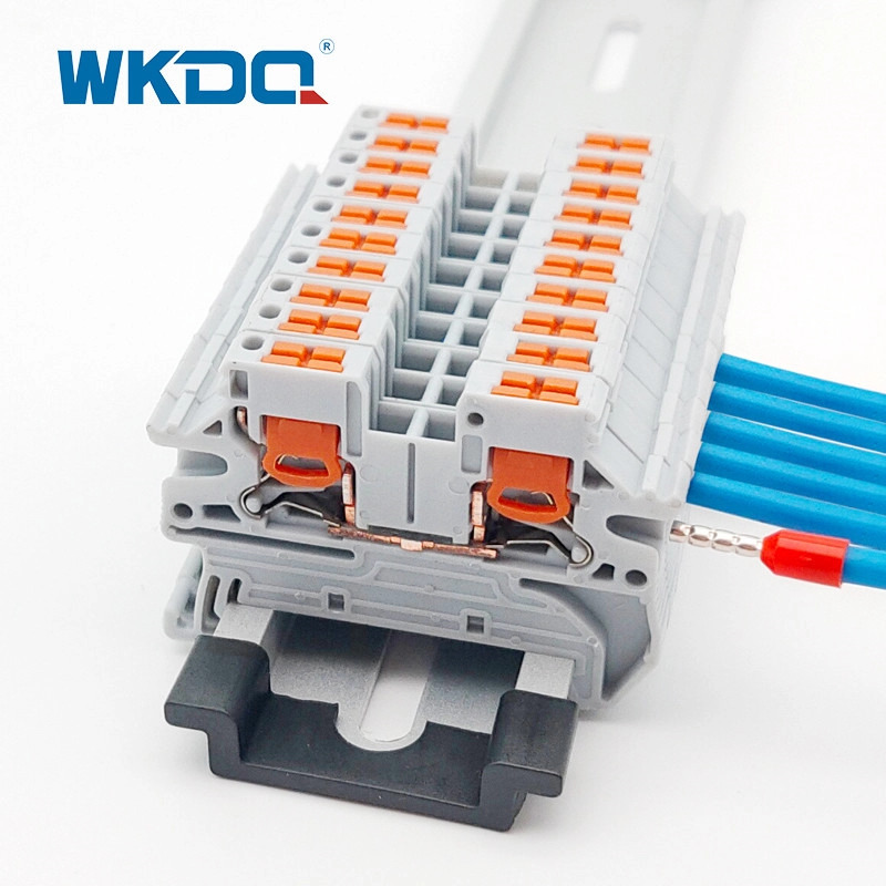 4mm2 Cable Din Rail Push In Terminal Block Antiflaming 24 AWG