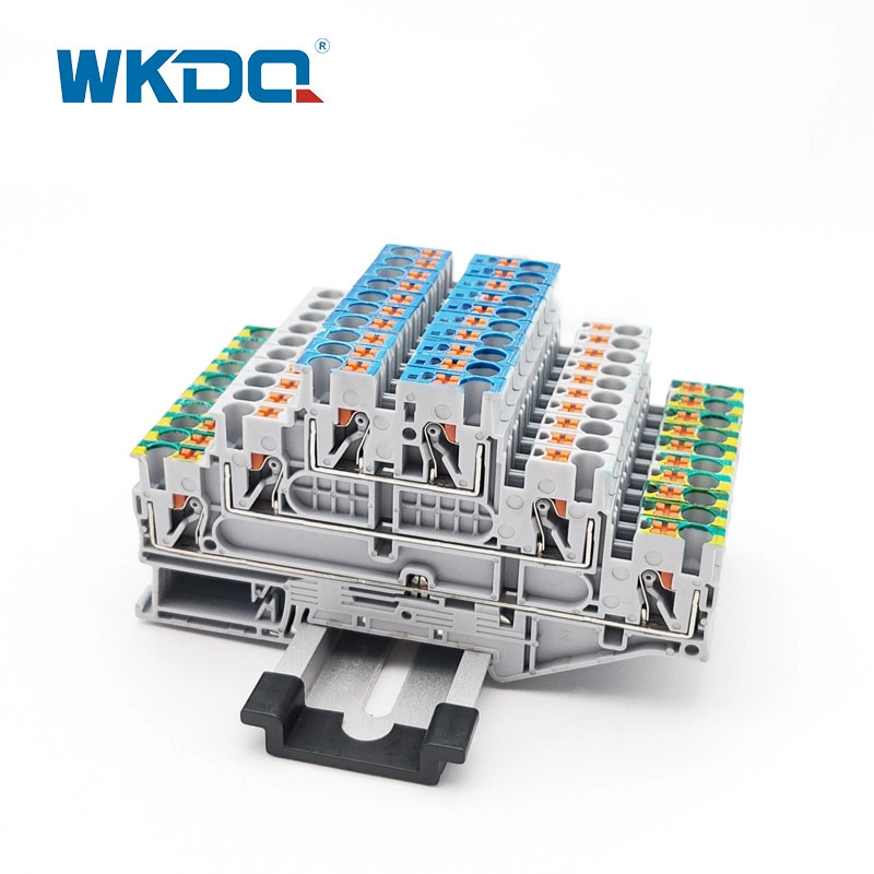 Din Rail Push In Terminal Block Μπλοκ ακροδεκτών πολλαπλών επιπέδων με πόδι PE