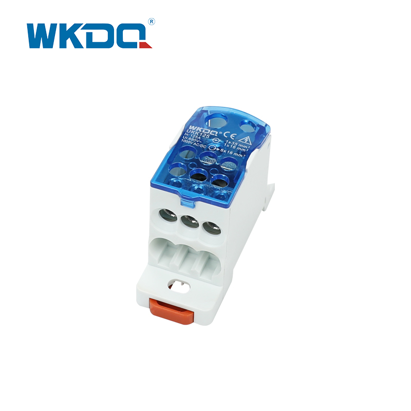 Din Rail UKK 125A Μονοπολικό Μίνι Τερματικό Μπλοκ διανομής ηλεκτρικής ενέργειας, μπλοκ βιδωτού συνδετήρα σε μπλε και γκρι