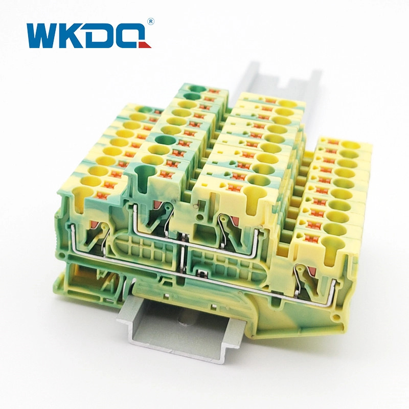 JPTTB 4 - PE 2 Layer Push In Ground Terminal Block Din Rail 4 Επαφές