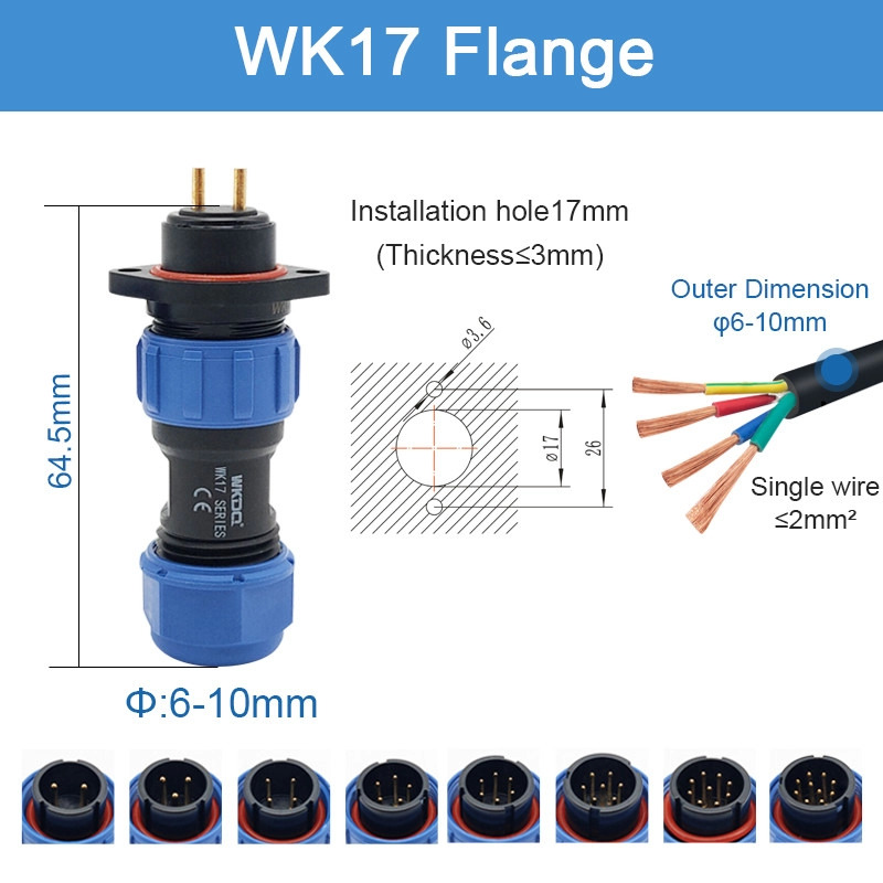 Σειρά Sp Plug Socket Αδιάβροχη σύνδεση ισχύος IP68 Wk17 Κυκλική φλάντζα